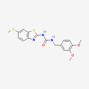 molecular formula C18H19N3O3S2 B2672073 1-(3,4-二甲氧基苄基)-3-(6-(甲硫基)苯并[d]噻唑-2-基)脲 CAS No. 1207002-94-5