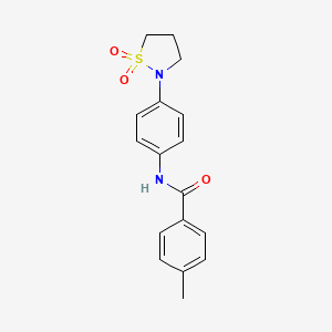molecular formula C17H18N2O3S B2672077 N-(4-(1,1-dioxidoisothiazolidin-2-yl)phenyl)-4-methylbenzamide CAS No. 941974-63-6