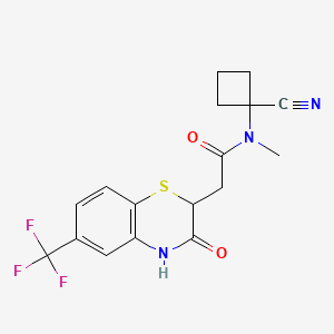 molecular formula C17H16F3N3O2S B2672079 N-(1-cyanocyclobutyl)-N-methyl-2-[3-oxo-6-(trifluoromethyl)-3,4-dihydro-2H-1,4-benzothiazin-2-yl]acetamide CAS No. 1280863-41-3