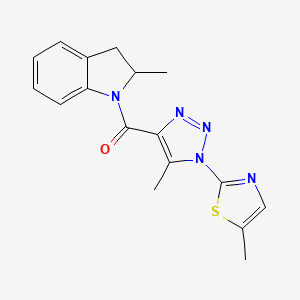 (5-methyl-1-(5-methylthiazol-2-yl)-1H-1,2,3-triazol-4-yl)(2-methylindolin-1-yl)methanone