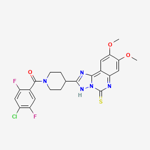 molecular formula C23H20ClF2N5O3S B2672088 2-[1-(4-chloro-2,5-difluorobenzoyl)piperidin-4-yl]-8,9-dimethoxy[1,2,4]triazolo[1,5-c]quinazoline-5(6H)-thione CAS No. 902432-62-6