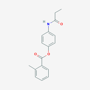 molecular formula C17H17NO3 B267209 4-(Propanoylamino)phenyl 2-methylbenzoate 