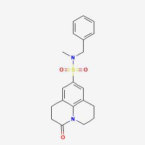 molecular formula C20H22N2O3S B2672094 N-benzyl-N-methyl-3-oxo-1,2,3,5,6,7-hexahydropyrido[3,2,1-ij]quinoline-9-sulfonamide CAS No. 896375-35-2