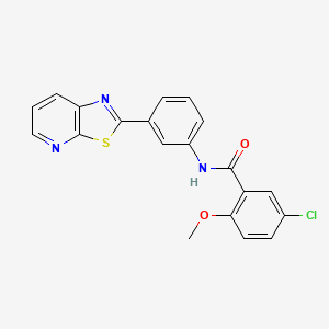 molecular formula C20H14ClN3O2S B2672095 5-chloro-2-methoxy-N-(3-(thiazolo[5,4-b]pyridin-2-yl)phenyl)benzamide CAS No. 902869-69-6