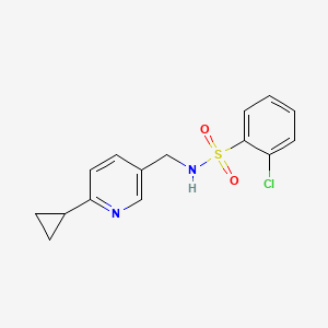 molecular formula C15H15ClN2O2S B2672109 2-chloro-N-((6-cyclopropylpyridin-3-yl)methyl)benzenesulfonamide CAS No. 2320886-87-9