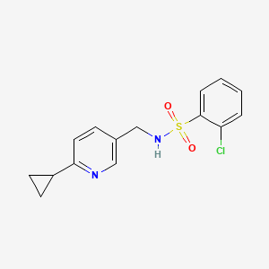 molecular formula C15H15ClN2O2S B2672109 2-氯-N-((6-环丙基吡啶-3-基)甲基)苯磺酰胺 CAS No. 2320886-87-9