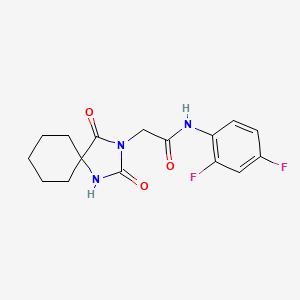 molecular formula C16H17F2N3O3 B2672111 N-(2,4-二氟苯基)-2-(2,4-二氧杂双氮杂螺[4.5]癸-3-基)乙酰胺 CAS No. 849520-79-2