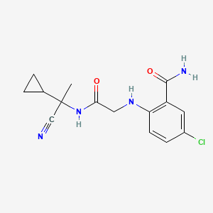 molecular formula C15H17ClN4O2 B2672112 5-Chloro-2-({[(1-cyano-1-cyclopropylethyl)carbamoyl]methyl}amino)benzamide CAS No. 1241281-93-5