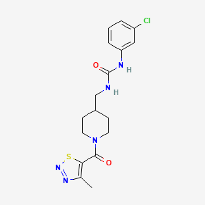 molecular formula C17H20ClN5O2S B2672115 1-(3-Chlorophenyl)-3-((1-(4-methyl-1,2,3-thiadiazole-5-carbonyl)piperidin-4-yl)methyl)urea CAS No. 1234925-71-3