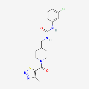 molecular formula C17H20ClN5O2S B2672115 1-(3-氯苯基)-3-((1-(4-甲基-1,2,3-噻二唑-5-甲酰)哌啶-4-基)甲基)脲 CAS No. 1234925-71-3