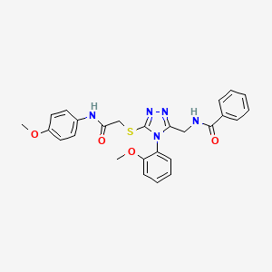 molecular formula C26H25N5O4S B2672117 N-[[5-[2-(4-methoxyanilino)-2-oxoethyl]sulfanyl-4-(2-methoxyphenyl)-1,2,4-triazol-3-yl]methyl]benzamide CAS No. 393839-73-1