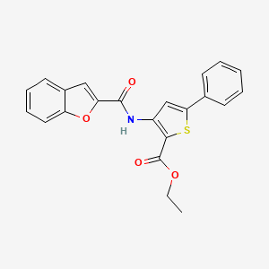 molecular formula C22H17NO4S B2672122 Ethyl 3-(benzofuran-2-carboxamido)-5-phenylthiophene-2-carboxylate CAS No. 922473-32-3