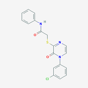 molecular formula C18H14ClN3O2S B2672125 2-{[4-(3-chlorophenyl)-3-oxo-3,4-dihydropyrazin-2-yl]thio}-N-phenylacetamide CAS No. 895106-55-5