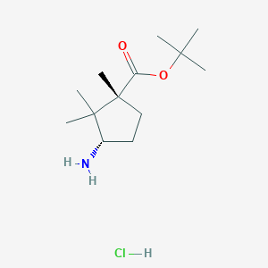 molecular formula C13H26ClNO2 B2672129 叔丁基(1R,3S)-3-氨基-1,2,2-三甲基环戊烷-1-羧酸乙酯;盐酸盐 CAS No. 2490322-68-2