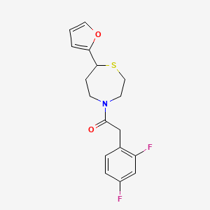 molecular formula C17H17F2NO2S B2672132 2-(2,4-Difluorophenyl)-1-(7-(furan-2-yl)-1,4-thiazepan-4-yl)ethanone CAS No. 1705516-35-3