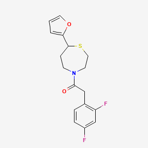 molecular formula C17H17F2NO2S B2672132 2-(2,4-二氟苯基)-1-(7-(呋喃-2-基)-1,4-噻蛋癸-4-基)乙酮 CAS No. 1705516-35-3