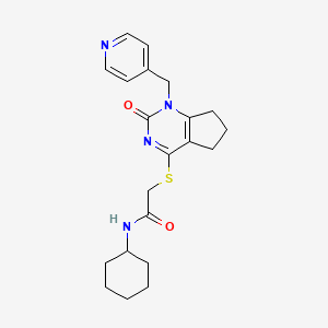 molecular formula C21H26N4O2S B2672136 N-环己基-2-((2-氧代-1-(吡啶-4-基甲基)-2,5,6,7-四氢-1H-环戊二嘧啶-4-基)硫)乙酰胺 CAS No. 946272-03-3