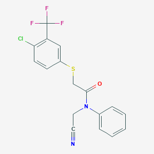 2-{[4-chloro-3-(trifluoromethyl)phenyl]sulfanyl}-N-(cyanomethyl)-N-phenylacetamide