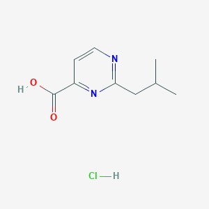 molecular formula C9H13ClN2O2 B2672148 2-(2-甲基丙基)嘧啶-4-羧酸;盐酸盐 CAS No. 2260937-68-4