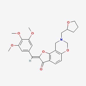 molecular formula C25H27NO7 B2672150 (Z)-8-((tetrahydrofuran-2-yl)methyl)-2-(3,4,5-三甲氧基苯甲亚甲基)-8,9-二氢-2H-苯并呋喃[7,6-e][1,3]噁嗪-3(7H)-酮 CAS No. 951942-02-2