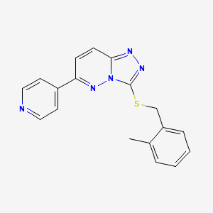molecular formula C18H15N5S B2672152 3-[(2-Methylphenyl)methylsulfanyl]-6-pyridin-4-yl-[1,2,4]triazolo[4,3-b]pyridazine CAS No. 894061-54-2