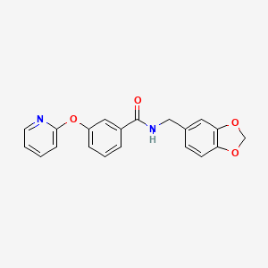 molecular formula C20H16N2O4 B2672153 N-(benzo[d][1,3]dioxol-5-ylmethyl)-3-(pyridin-2-yloxy)benzamide CAS No. 1797874-22-6