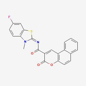 molecular formula C22H13FN2O3S B2672157 N-(6-氟-3-甲基-1,3-苯并噻唑-2-基亚甲基)-3-氧代苯并[f]咔唑-2-甲酰胺 CAS No. 441291-59-4