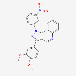 molecular formula C24H18N4O4 B2672159 3-(3,4-二甲氧基苯基)-1-(3-硝基苯基)-1H-吡唑并[4,3-c]喹啉 CAS No. 901005-64-9