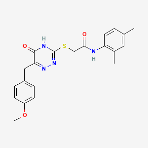 molecular formula C21H22N4O3S B2672160 N-(2,4-二甲基苯基)-2-((6-(4-甲氧基苯甲基)-5-氧代-4,5-二氢-1,2,4-三嗪-3-基硫)乙酰胺 CAS No. 898624-29-8