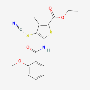 Ethyl 5-(2-methoxybenzamido)-3-methyl-4-thiocyanatothiophene-2-carboxylate