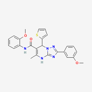 molecular formula C25H23N5O3S B2672180 N-(2-methoxyphenyl)-2-(3-methoxyphenyl)-5-methyl-7-(thiophen-2-yl)-4,7-dihydro-[1,2,4]triazolo[1,5-a]pyrimidine-6-carboxamide CAS No. 543680-79-1