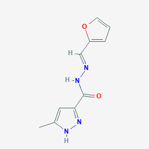 molecular formula C10H10N4O2 B2672186 (E)-N'-(furan-2-ylmethylene)-3-甲基-1H-吡唑-5-甲酰肼 CAS No. 1285533-45-0