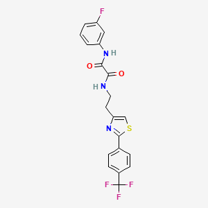 molecular formula C20H15F4N3O2S B2672192 N1-(3-氟苯基)-N2-(2-(2-(4-(三氟甲基)苯基)噻唑-4-基)乙基)草酰胺 CAS No. 897453-24-6