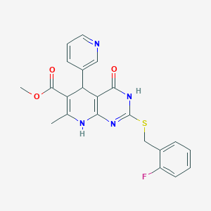 Methyl 2-((2-fluorobenzyl)thio)-7-methyl-4-oxo-5-(pyridin-3-yl)-3,4,5,8-tetrahydropyrido[2,3-d]pyrimidine-6-carboxylate
