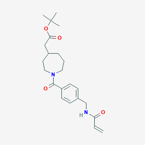 molecular formula C23H32N2O4 B2672207 Tert-butyl 2-[1-[4-[(prop-2-enoylamino)methyl]benzoyl]azepan-4-yl]acetate CAS No. 2361693-80-1