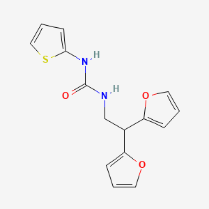 molecular formula C15H14N2O3S B2672210 1-(2,2-二(呋喃-2-基)乙基)-3-(噻吩-2-基)脲 CAS No. 2194905-57-0