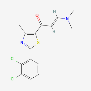 molecular formula C15H14Cl2N2OS B2672219 (E)-1-[2-(2,3-dichlorophenyl)-4-methyl-1,3-thiazol-5-yl]-3-(dimethylamino)-2-propen-1-one CAS No. 1211915-29-5