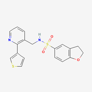 molecular formula C18H16N2O3S2 B2672220 N-((2-(thiophen-3-yl)pyridin-3-yl)methyl)-2,3-dihydrobenzofuran-5-sulfonamide CAS No. 2034269-49-1