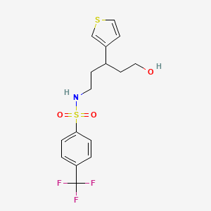 molecular formula C16H18F3NO3S2 B2672224 N-(5-hydroxy-3-(thiophen-3-yl)pentyl)-4-(trifluoromethyl)benzenesulfonamide CAS No. 2034482-24-9
