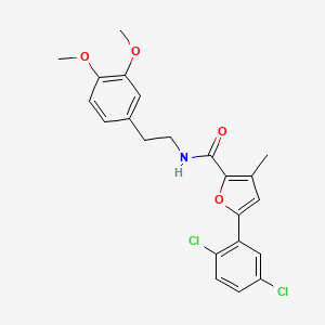 molecular formula C22H21Cl2NO4 B2672229 5-(2,5-dichlorophenyl)-N-[2-(3,4-dimethoxyphenyl)ethyl]-3-methylfuran-2-carboxamide CAS No. 638145-05-8