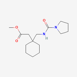 molecular formula C15H26N2O3 B2672235 Methyl (1-{[(pyrrolidin-1-ylcarbonyl)amino]methyl}cyclohexyl)acetate CAS No. 1573548-19-2