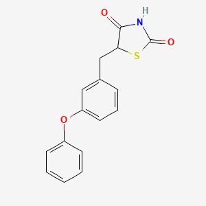 molecular formula C16H13NO3S B2672237 5-(3-Phenoxybenzyl)-1,3-thiazolane-2,4-dione CAS No. 262844-57-5