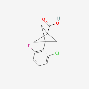 molecular formula C12H10ClFO2 B2672254 3-(2-Chloro-6-fluorophenyl)bicyclo[1.1.1]pentane-1-carboxylic acid CAS No. 2287342-07-6