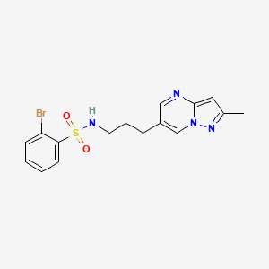 molecular formula C16H17BrN4O2S B2672255 2-bromo-N-(3-(2-methylpyrazolo[1,5-a]pyrimidin-6-yl)propyl)benzenesulfonamide CAS No. 1797085-11-0