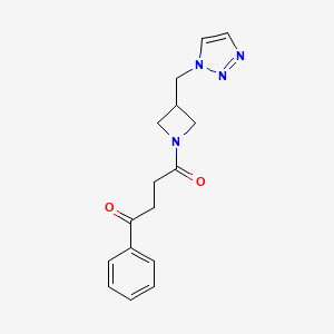 molecular formula C16H18N4O2 B2672258 1-Phenyl-4-[3-(triazol-1-ylmethyl)azetidin-1-yl]butane-1,4-dione CAS No. 2320467-24-9