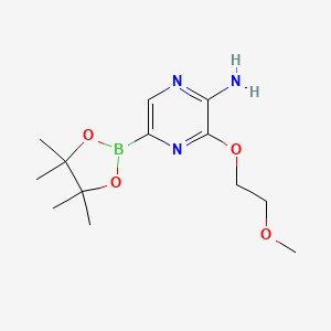 molecular formula C13H22BN3O4 B2672263 5-Amino-6-(2-methoxyethoxy)pyrazine-2-boronic acid pinacol ester CAS No. 947249-40-3