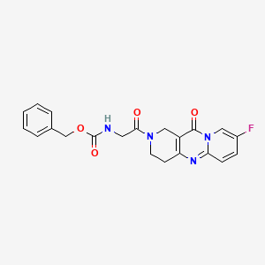molecular formula C21H19FN4O4 B2672269 benzyl (2-(8-fluoro-11-oxo-3,4-dihydro-1H-dipyrido[1,2-a:4',3'-d]pyrimidin-2(11H)-yl)-2-oxoethyl)carbamate CAS No. 2034533-76-9