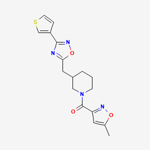 molecular formula C17H18N4O3S B2672270 (5-Methylisoxazol-3-yl)(3-((3-(thiophen-3-yl)-1,2,4-oxadiazol-5-yl)methyl)piperidin-1-yl)methanone CAS No. 1795358-16-5
