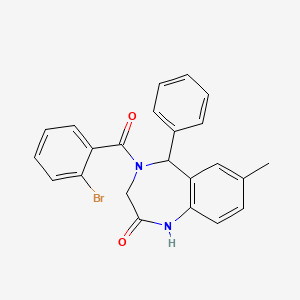 molecular formula C23H19BrN2O2 B2672271 4-(2-bromobenzoyl)-7-methyl-5-phenyl-2,3,4,5-tetrahydro-1H-1,4-benzodiazepin-2-one CAS No. 312606-52-3