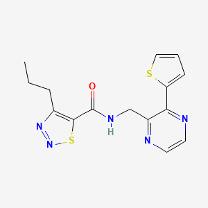 molecular formula C15H15N5OS2 B2672273 4-丙基-N-((3-(噻吩-2-基)吡嗪-2-基)甲基)-1,2,3-噻二唑-5-甲酰胺 CAS No. 2034239-29-5